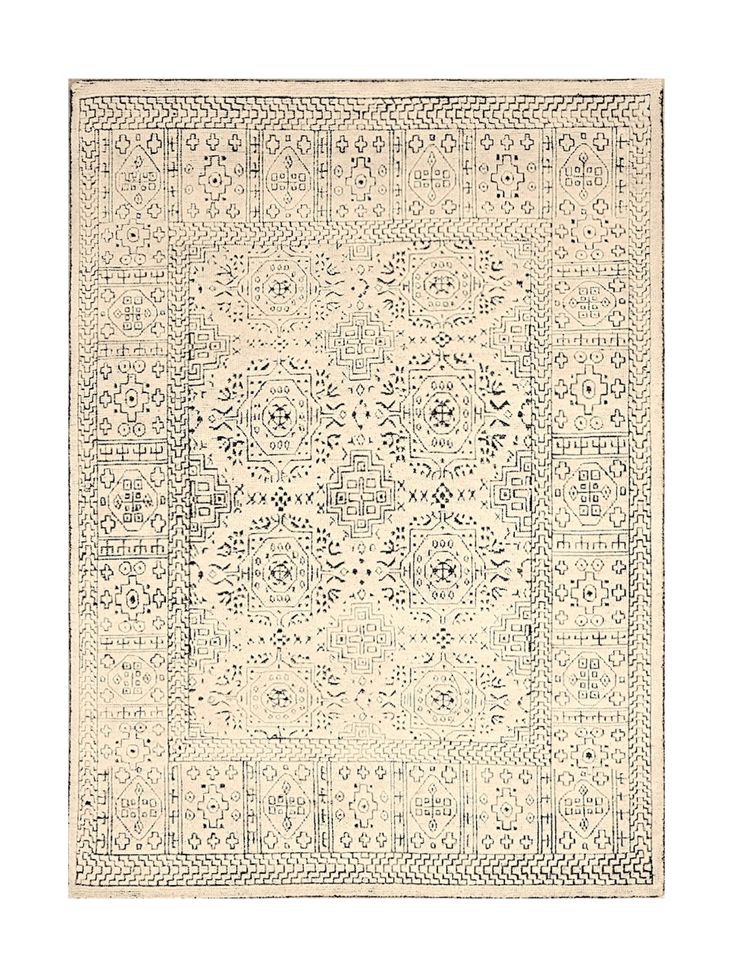 Geometric Handmade Modern Indian Wool Rug