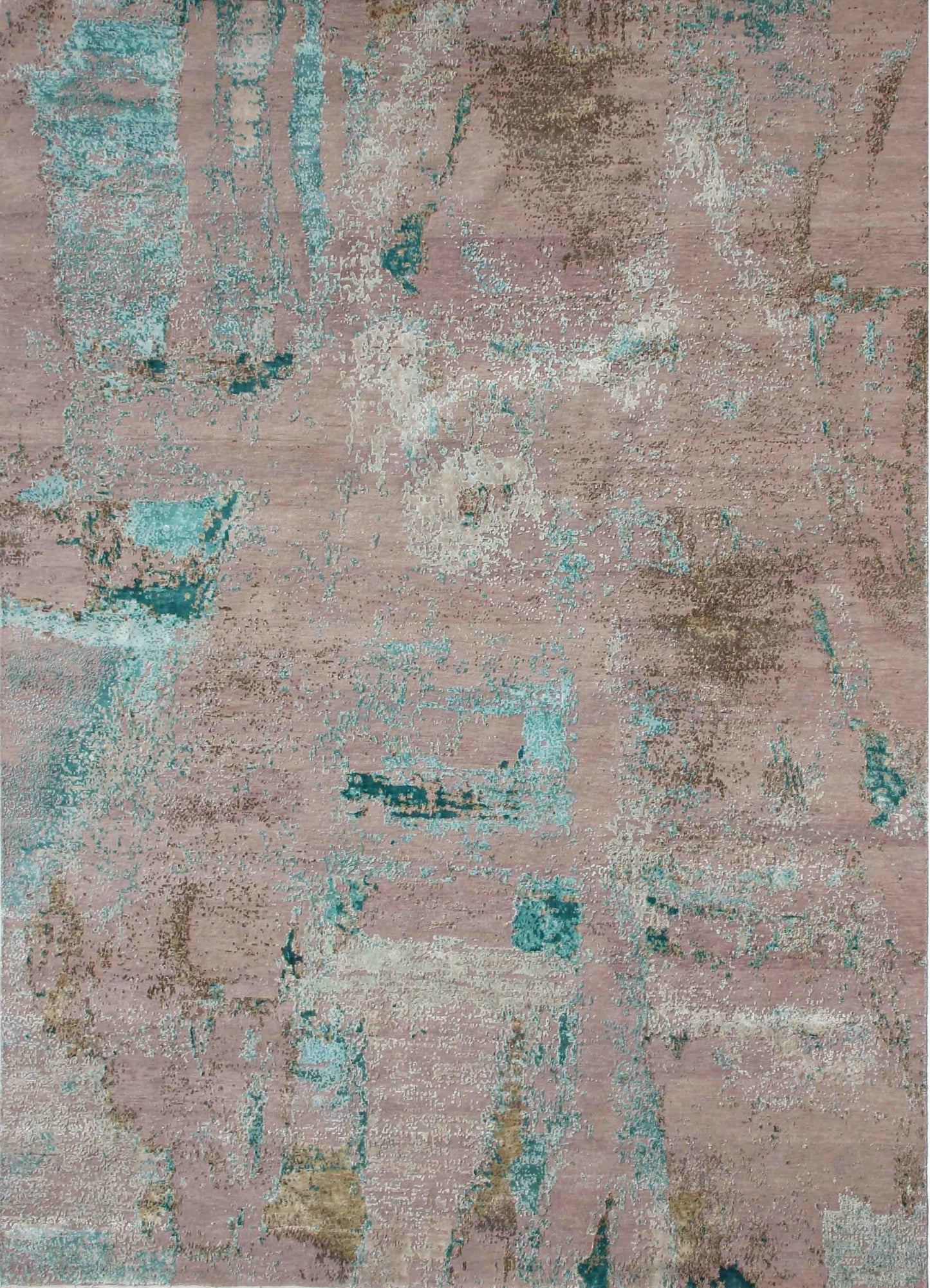 Hand-Knotted Indian Modern Wool Silk Rug