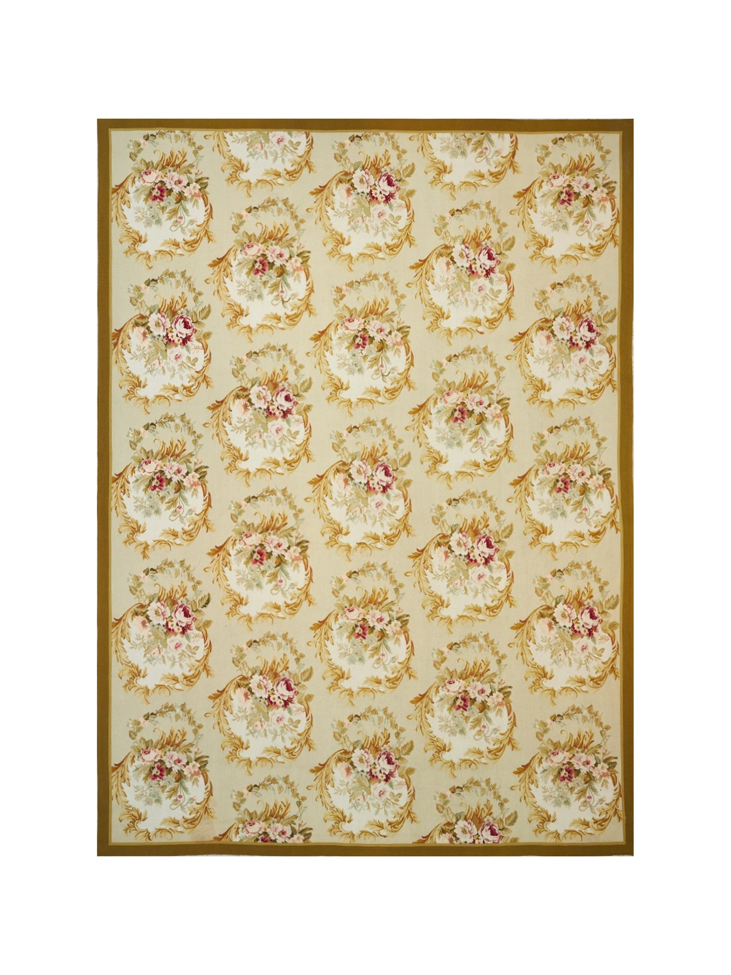 China Aubusson Floral Flat-Weave Wool Rug