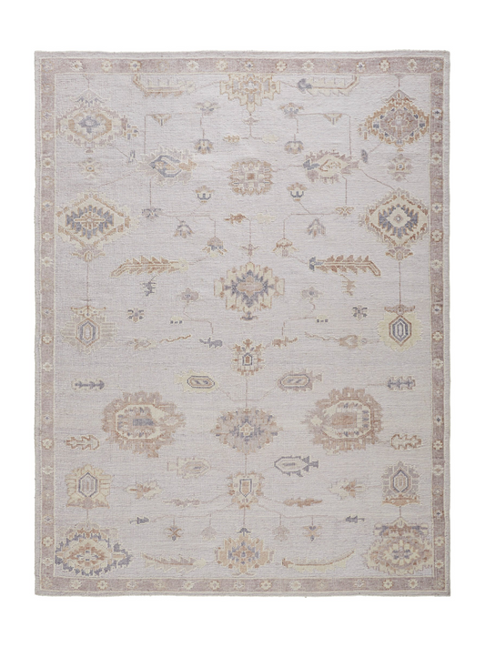 Indian  Handmade Rug With a Oushak Design