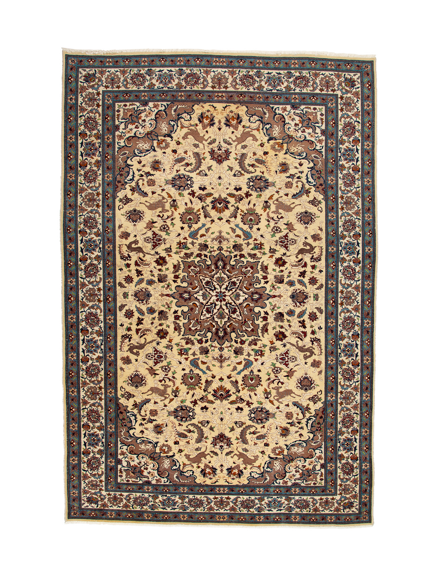 Persian Traditional Wool Hand-Knotted Nain Wool Area Rug