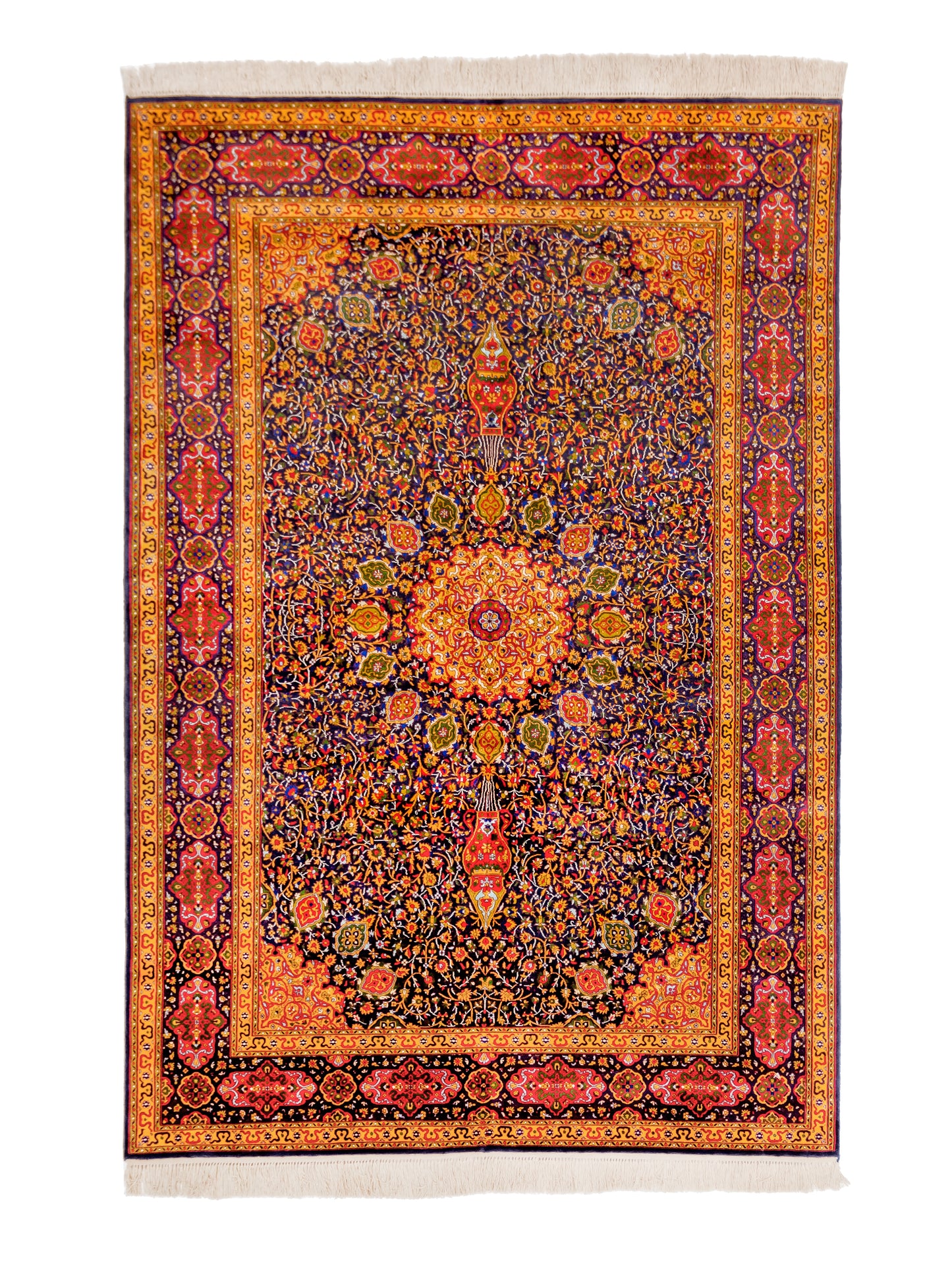Handmade Fine Pure Silk Ardebil   Carpet With Medallion product image #29939025346730
