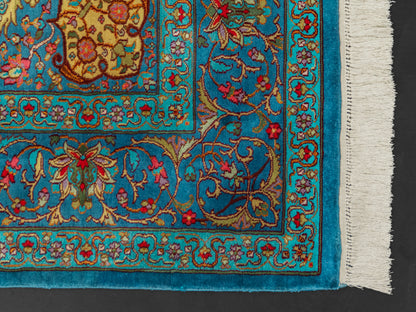 Kashmir Silk Handmade Rug  Persian Medallion Design-id4
