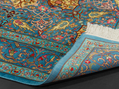 Kashmir Silk Handmade Rug  Persian Medallion Design-id5
