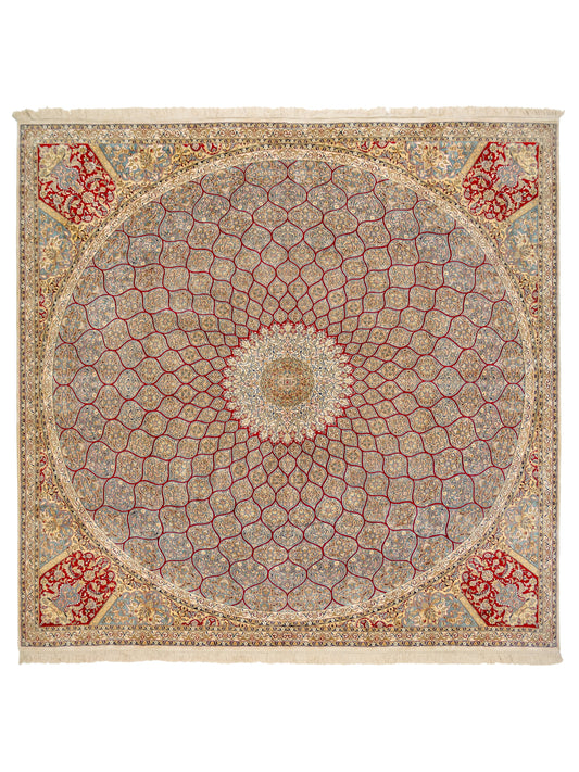 Handmade Kashmir Rug With A Gonbad Design