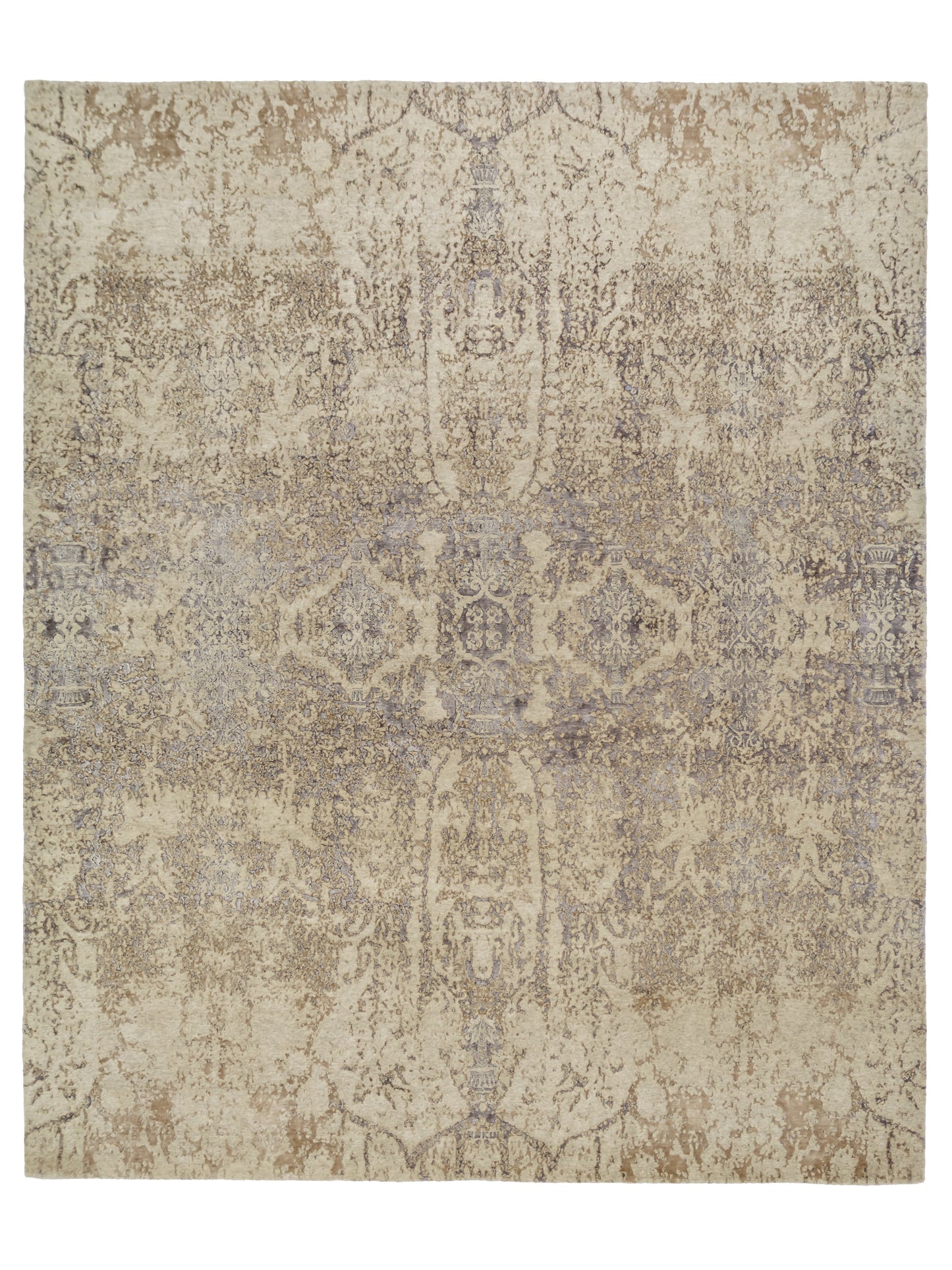 Indian Modern Handwoven Wool Silk Carpet