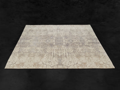 Indian Modern Handwoven Wool Silk Carpet