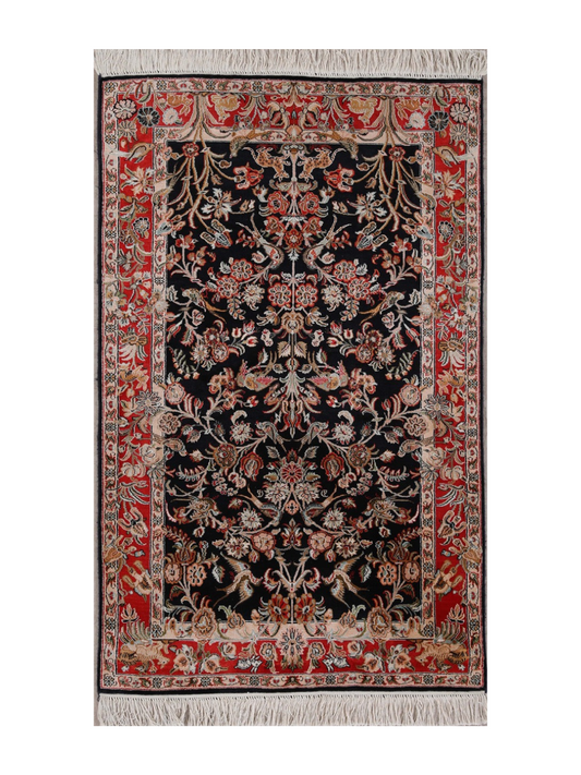 Fine Handmade Kashmir Floral Birds Design Rug