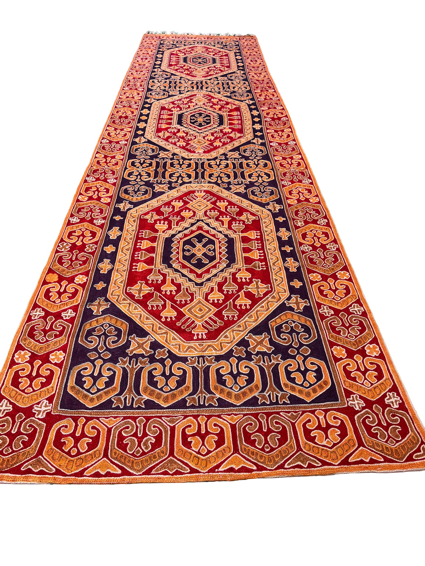 Kashmir Traditional Geometric Silk Runner