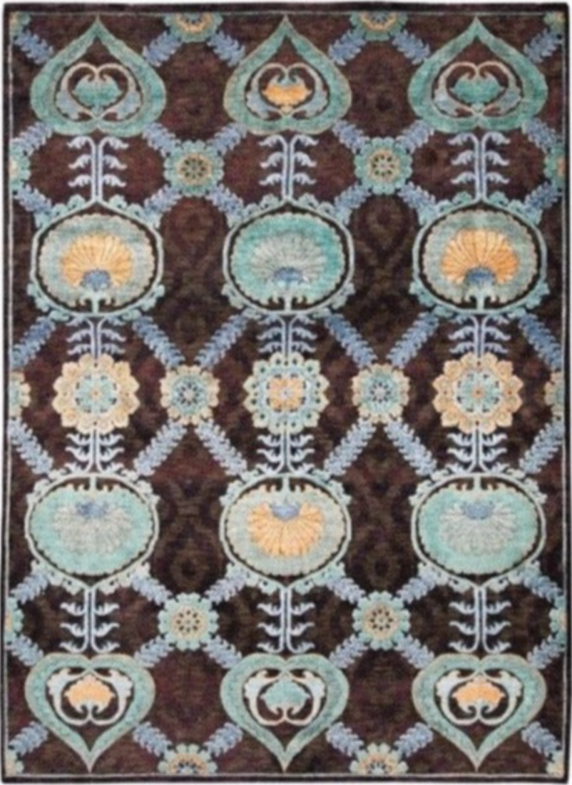 Indian Modern Fine Hand-Knotted Wool & Silk Area Rug product image #29371019034794