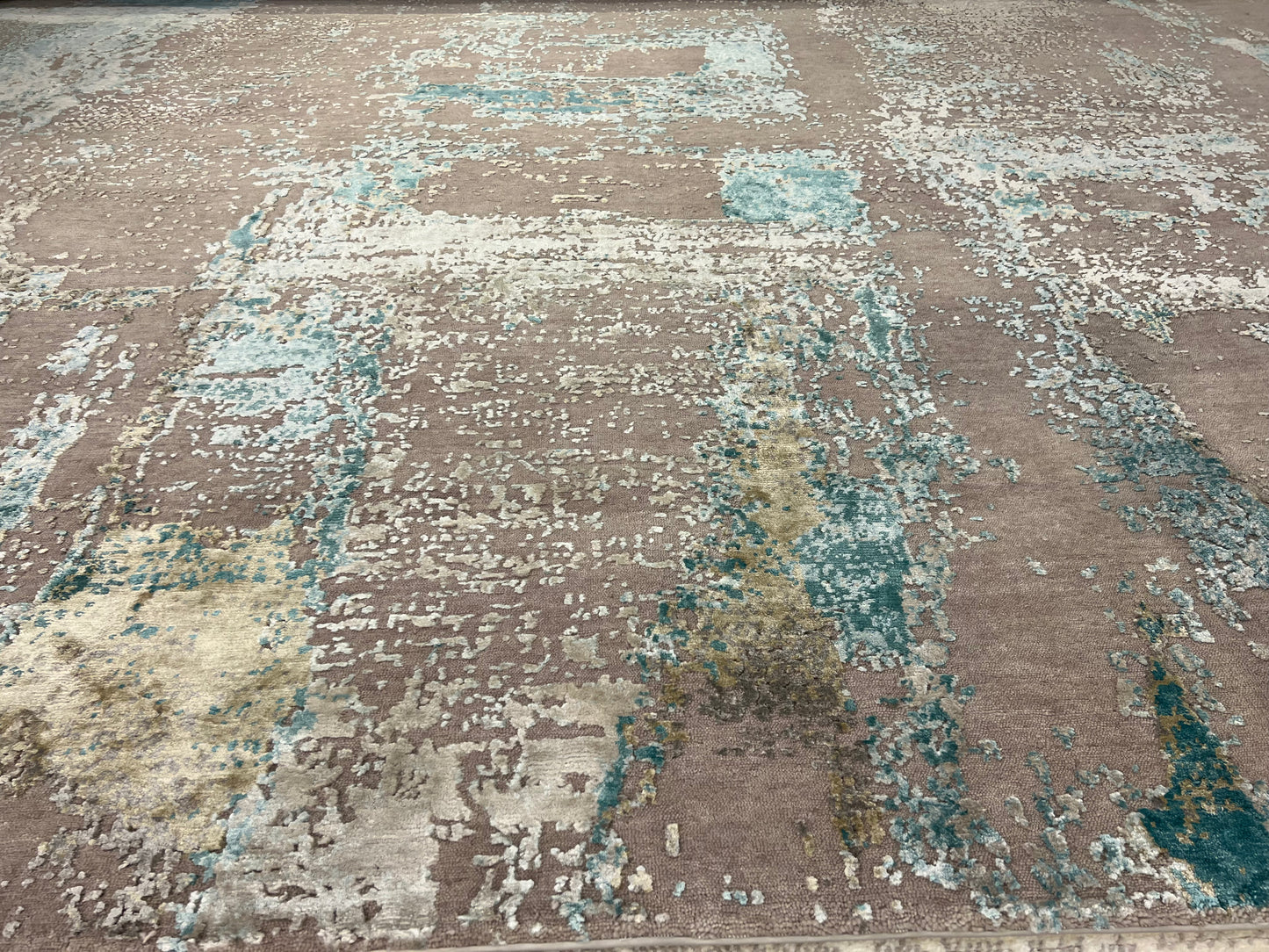 Hand-Knotted Indian Modern Wool Silk Rug