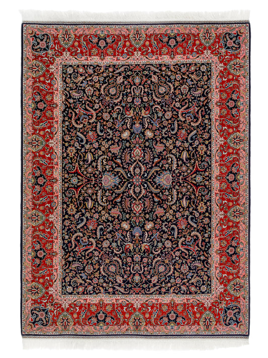 Traditional Persian Tabriz Hand-Knotted Wool & Silk Area Rug