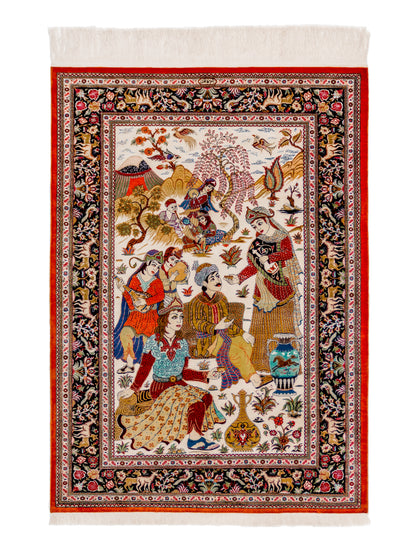 Traditional Persian Antique Kashan Handmade Silk Rug-id1
