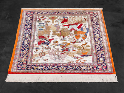 Traditional Persian Antique Kashan Handmade Silk Rug-id2
