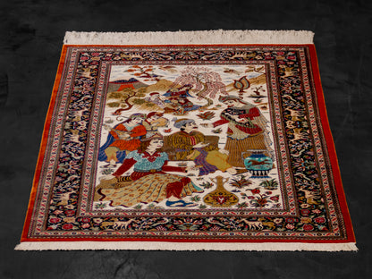Traditional Persian Antique Kashan Handmade Silk Rug-id3
