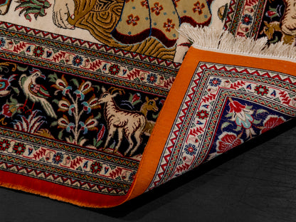 Traditional Persian Antique Kashan Handmade Silk Rug-id5
