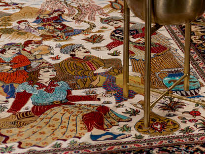 Traditional Persian Antique Kashan Handmade Silk Rug-id8
