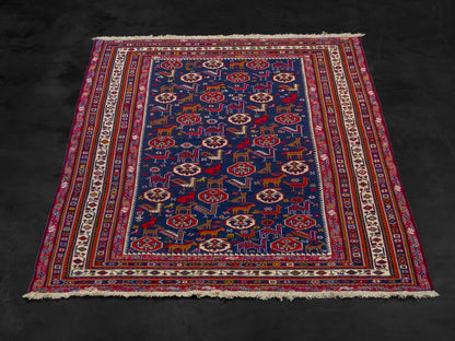 Persian Soumak Kilim Wool and Silk Rug-id3
