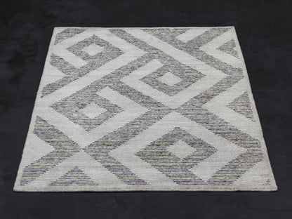 Handmade Fine Indian Modern Wool and Bamboo Silk Carpet