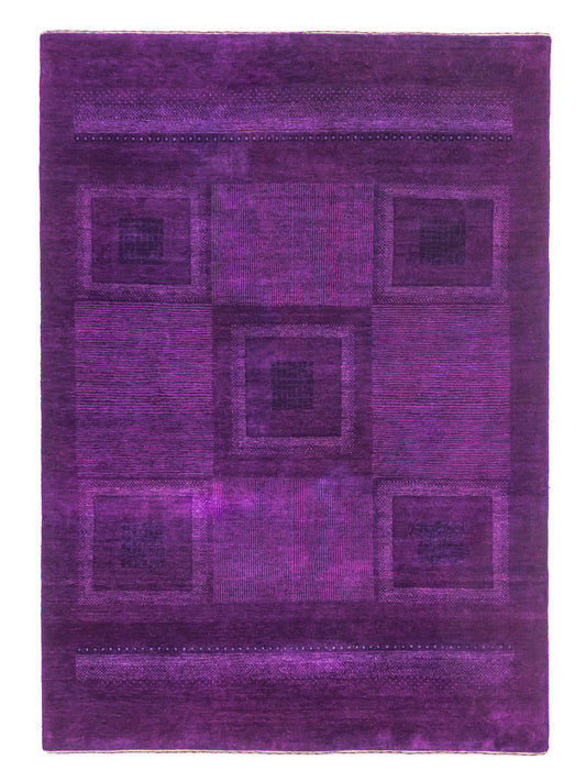 Indian Contemporary Gashgai Wool Purple Area Rug with Geometric Pattern