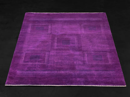 Indian Contemporary Gashgai Wool Purple Area Rug with Geometric Pattern-id2
