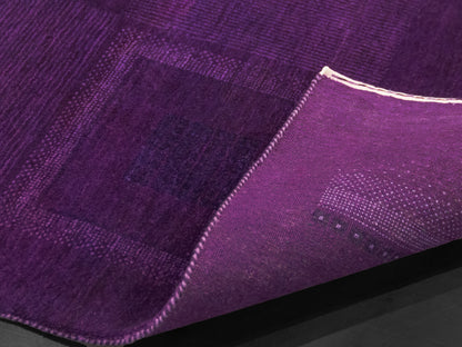 Indian Contemporary Gashgai Wool Purple Area Rug with Geometric Pattern-id5
