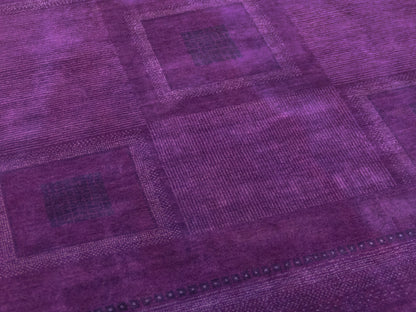 Indian Contemporary Gashgai Wool Purple Area Rug with Geometric Pattern-id6
