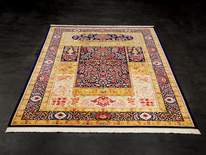 Persian Machine-made Silk Floral Area Rug