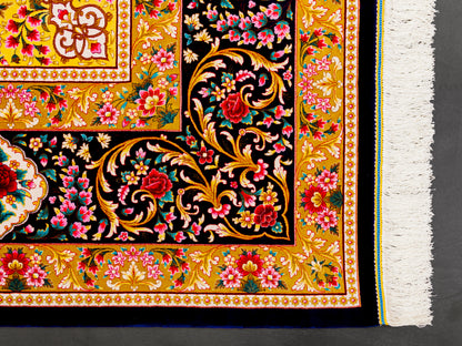 Persian Machine-made Silk Floral Area Rug