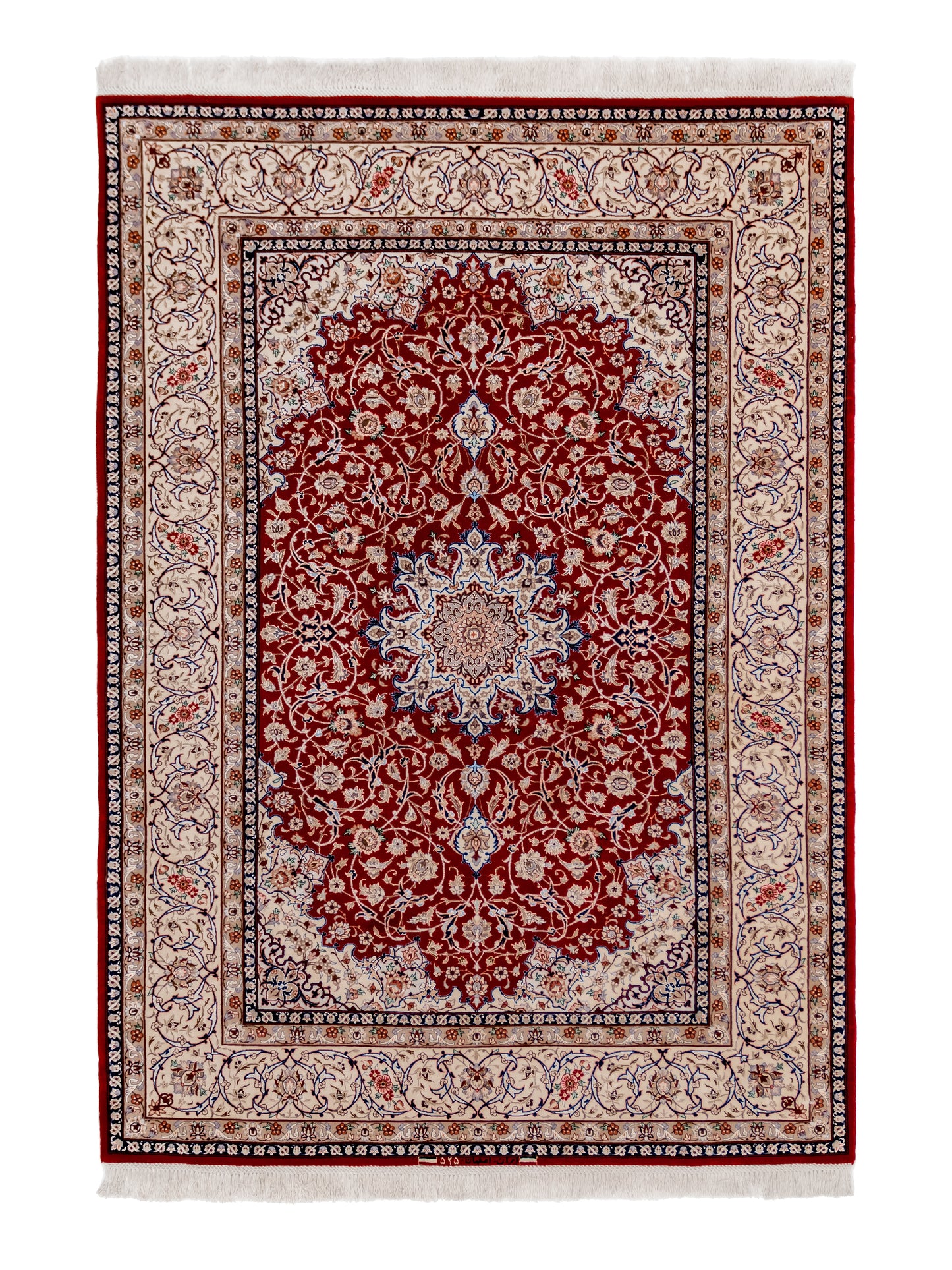 Handmade Authentic Persian Isfahan Wool And Silk Medallion Rug product image #29972022034602