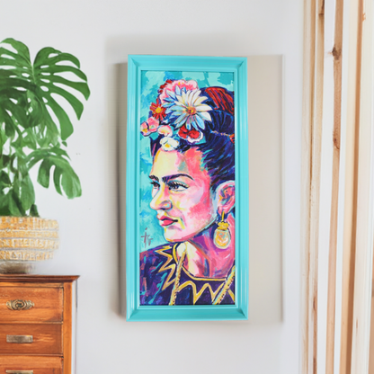 Frida Kahlo Framed Portrait. Mexican Art