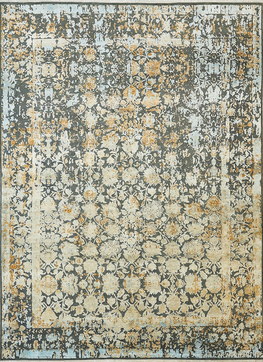 Traditional Indian Handmade Silk with 20% Cotton Foundation Area Rug