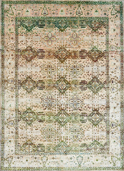 Indian Transitional Silk Multicolor Modern Silk Rug-id1
