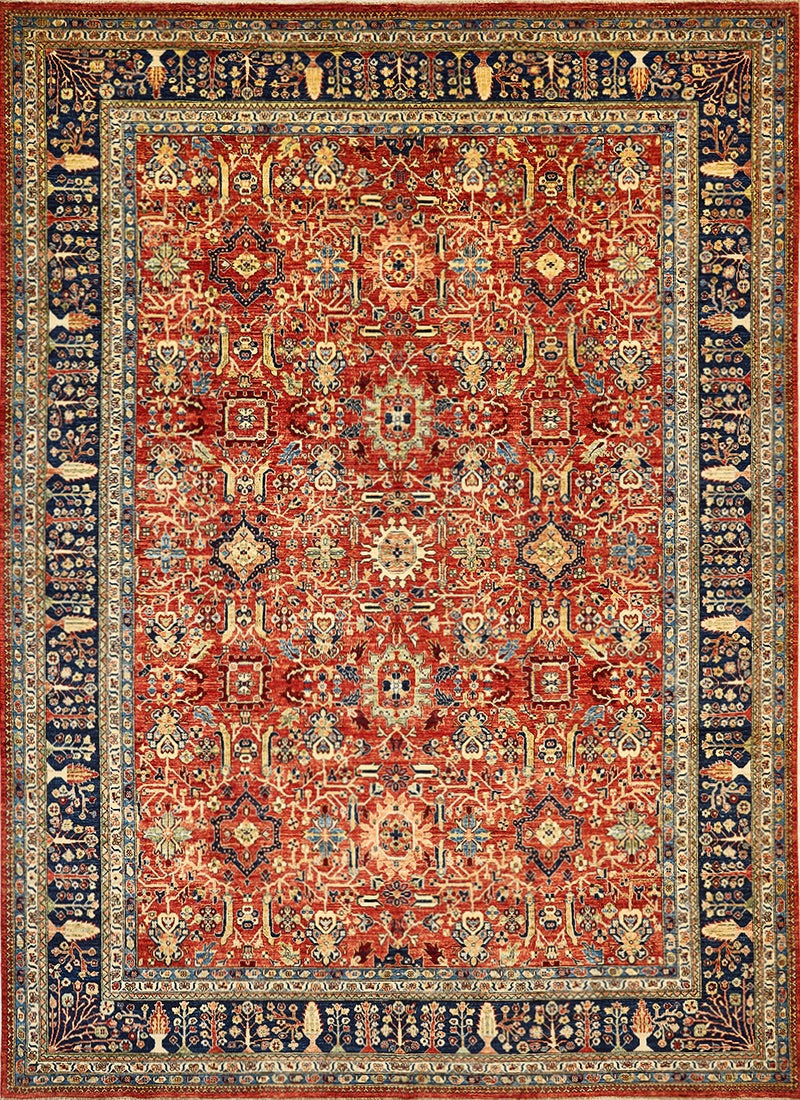 Pakistani Traditional Heriz  Vegetable Dyed Wool Area Rug.