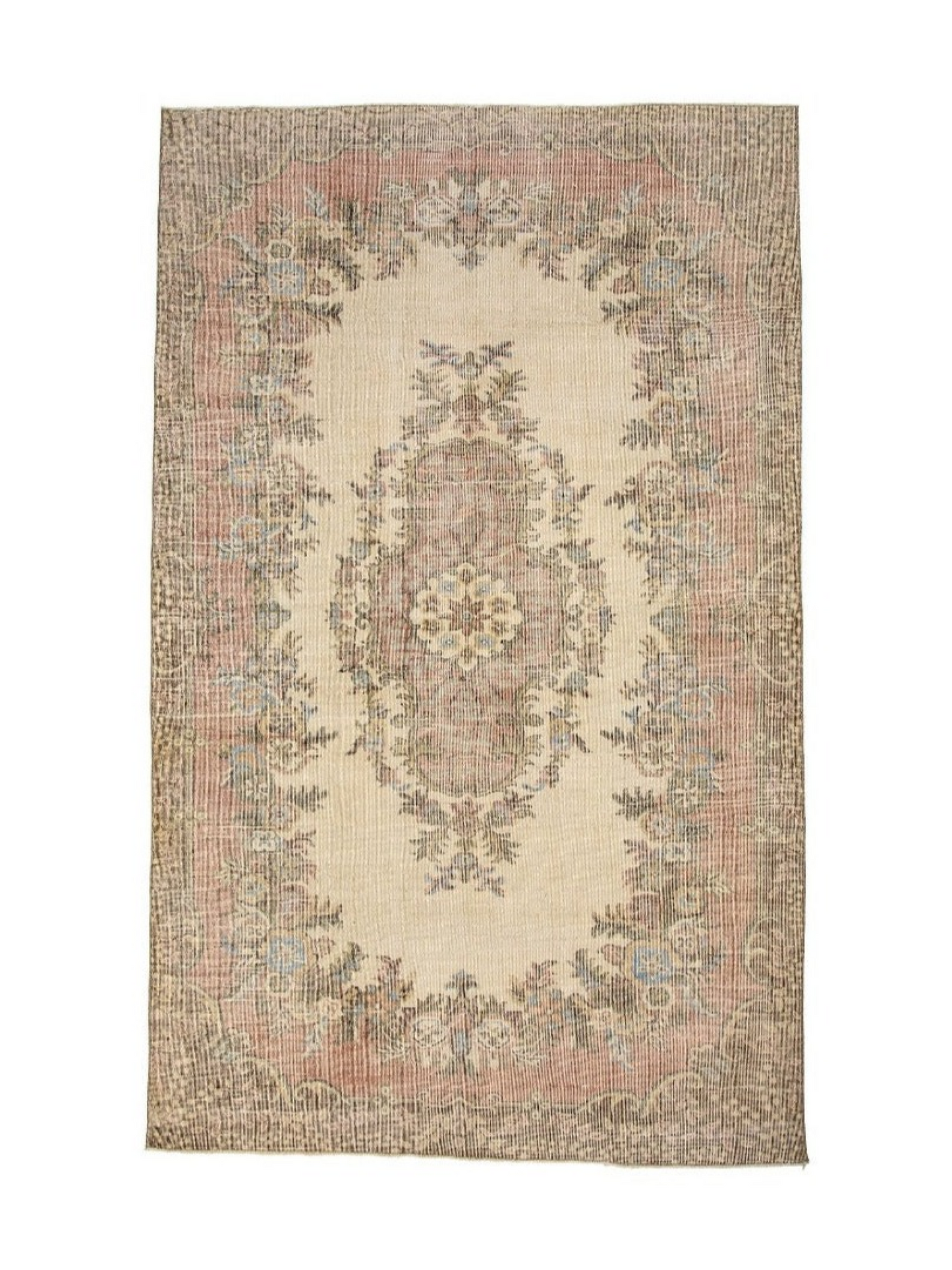 Hand-Knotted Medallion Floral Vintage Turkish Wool Area Rug With Kerman Persian Design