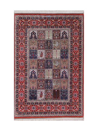 Hand-Knotted Persian Bakhtiari Four Season Pure Silk Carpet