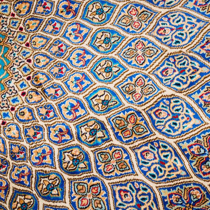 Kashmir Handcrafted Silk Area Rug Persian Gonbad Design-id3
