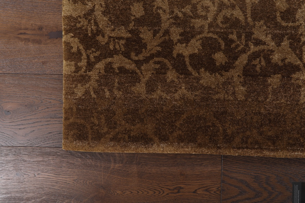 Hand-Knotted Fine Modern Wool Indian Brown Area Rug