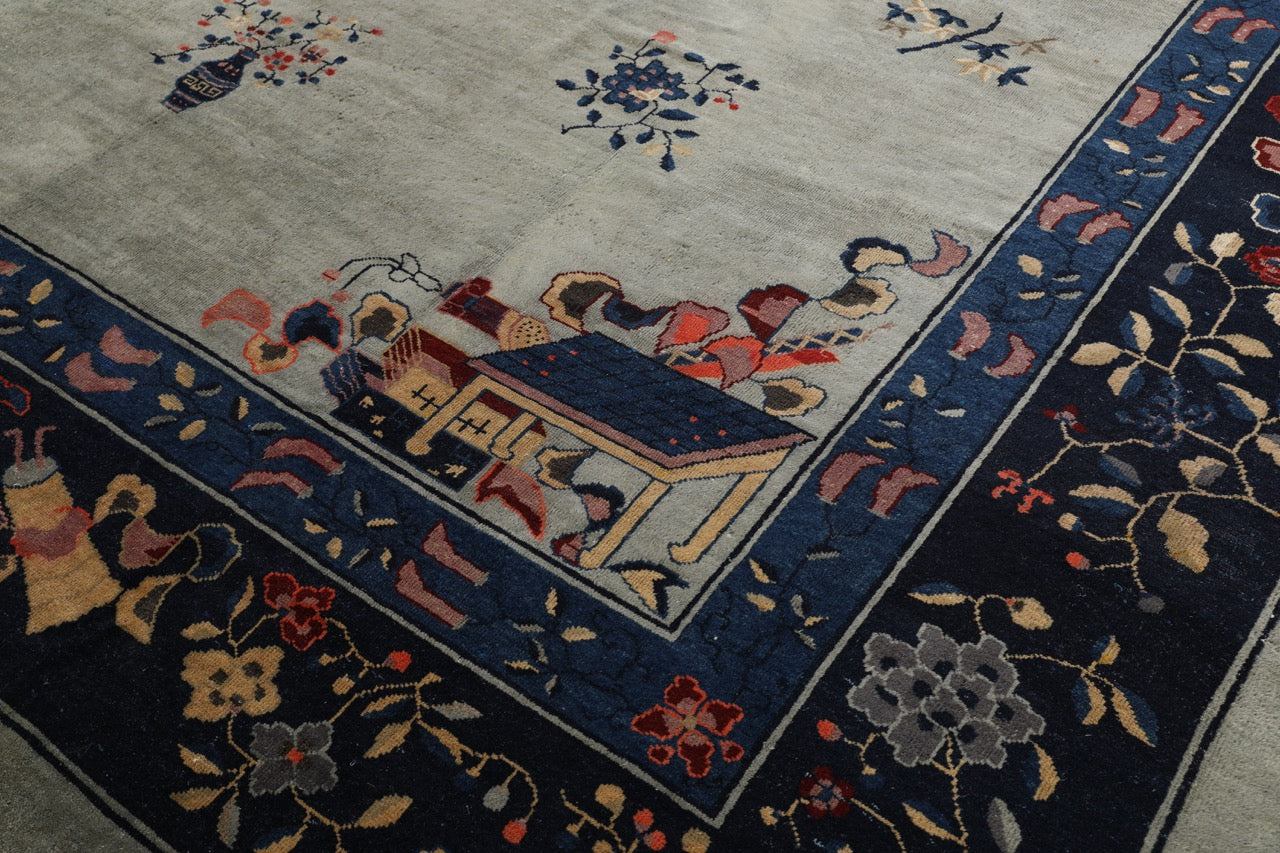 Antique Handmade China Wool Oversized Rug