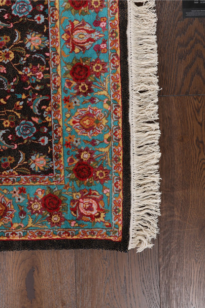 Fine Silk on Silk Kashmir Floral Fine Rug-id3
