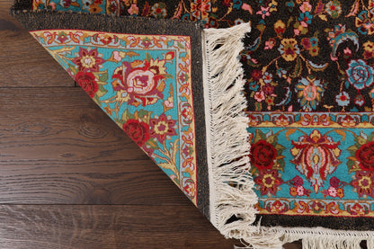 Fine Silk on Silk Kashmir Floral Fine Rug-id4
