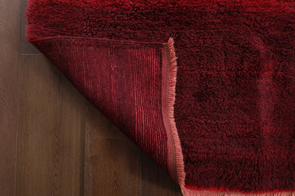 Red Turkish High Pile Vegetable-Dyed Handwoven Rug-id6
