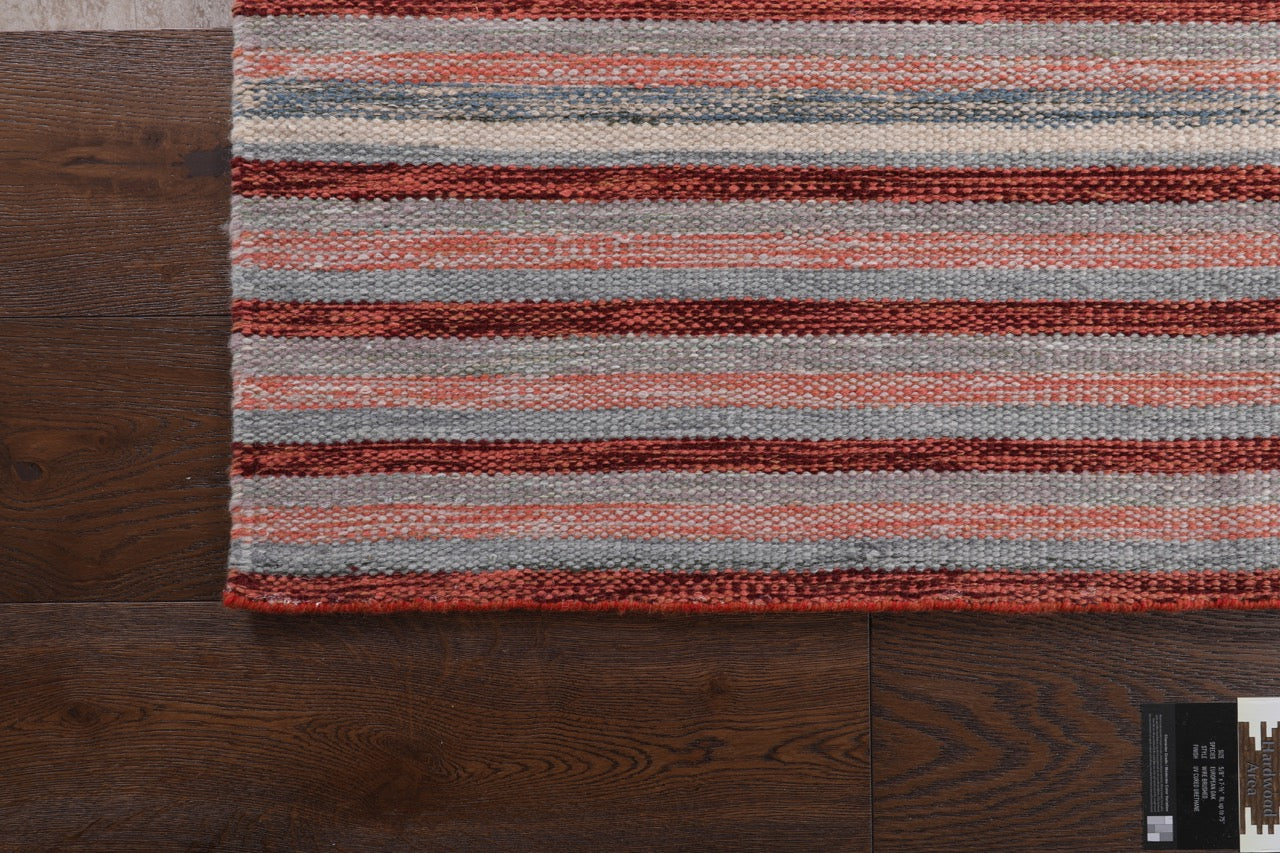 Handmade Modern Striped Multicolor Wool Kilim product image #27637062009002