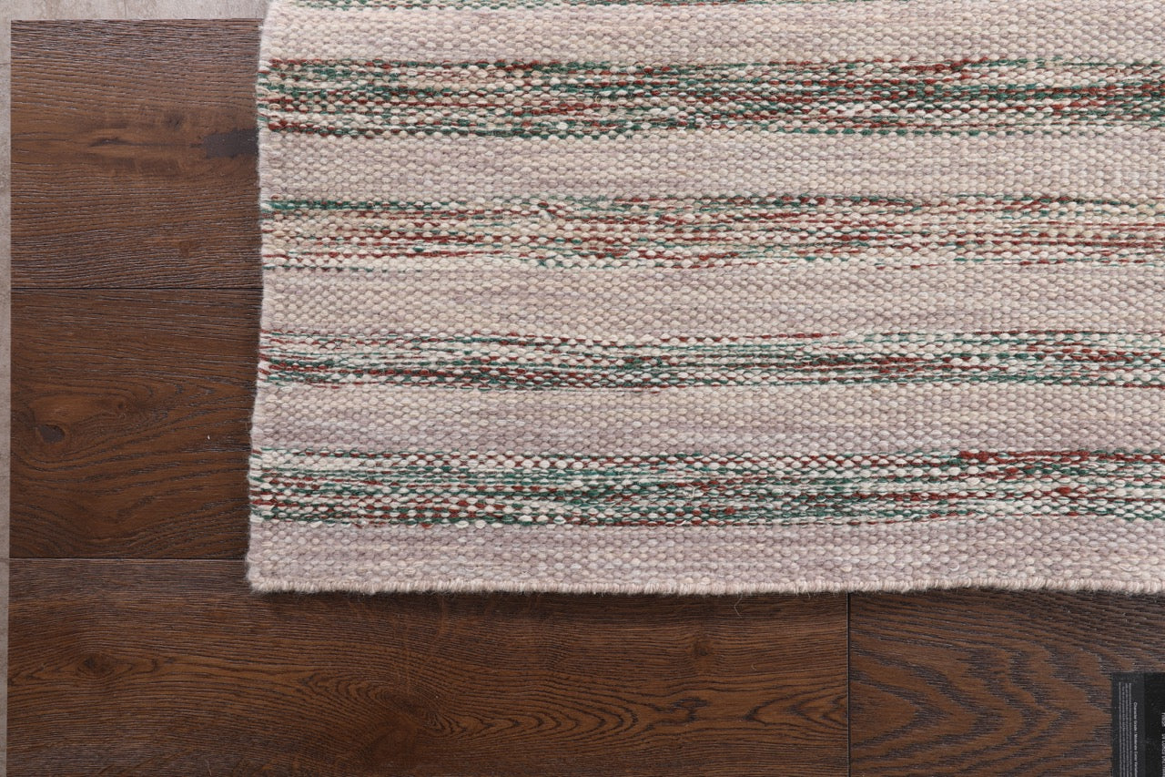 Handmade Modern Striped Multicolor Wool Kilim