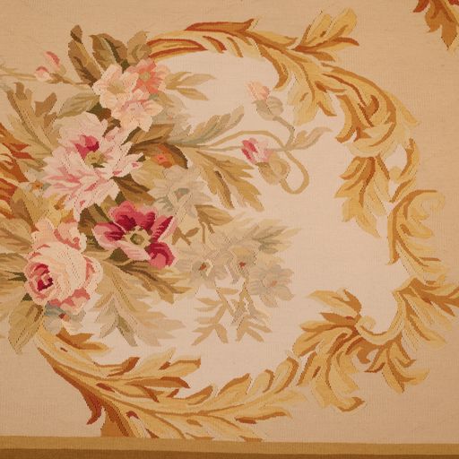 China Aubusson Floral Flat-Weave Wool Rug