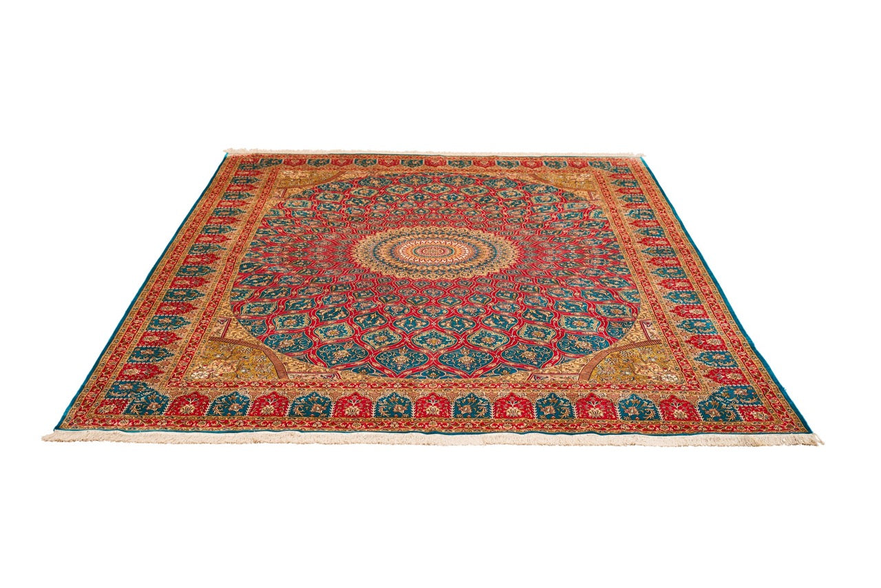 Indian Kashmir Handmade Silk Rug  With Persian Design