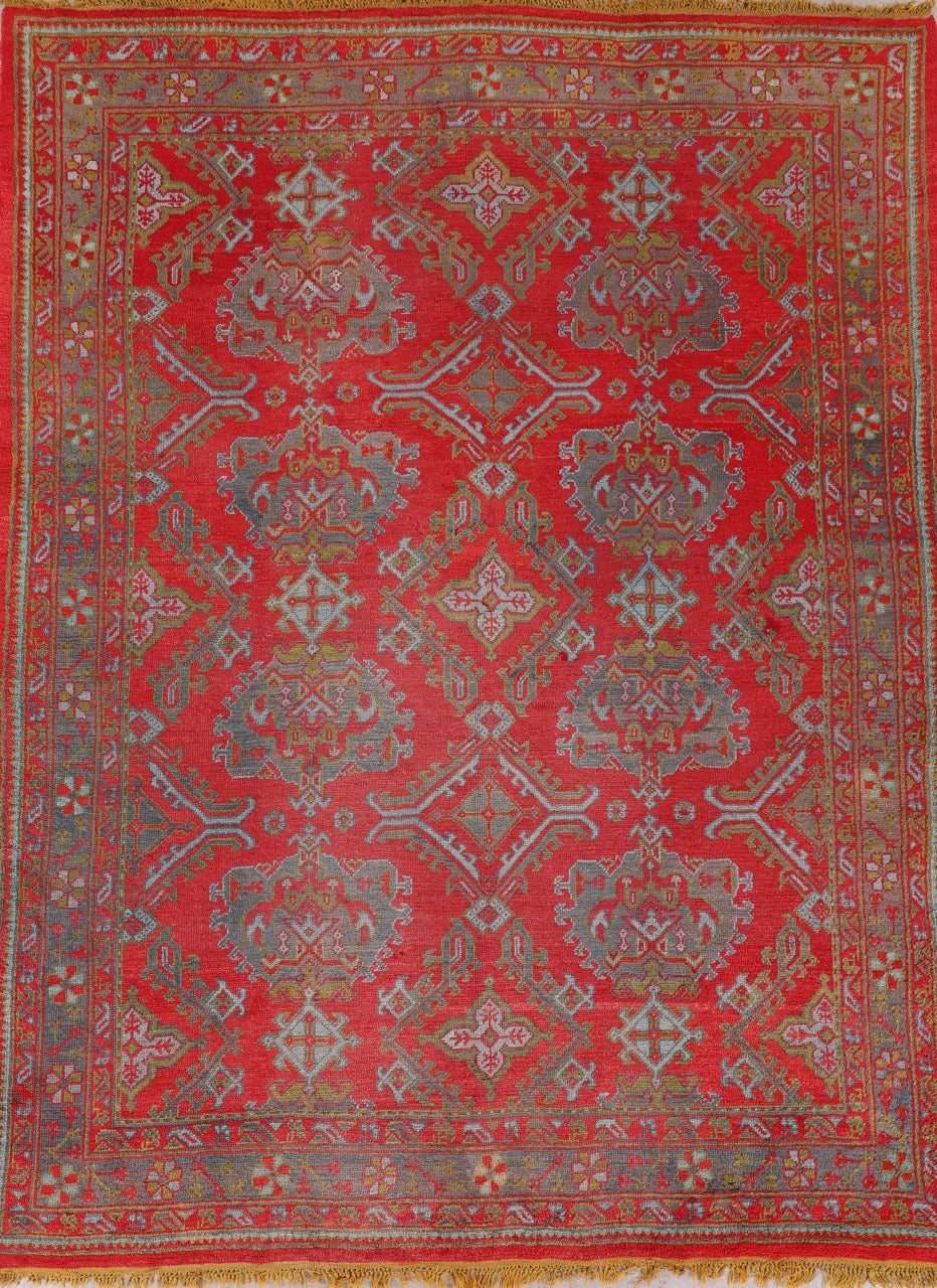 Handmade Fine Antique Turkish Oushak Wool Area Rug