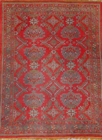 Handmade Fine Antique Turkish Oushak Wool Area Rug