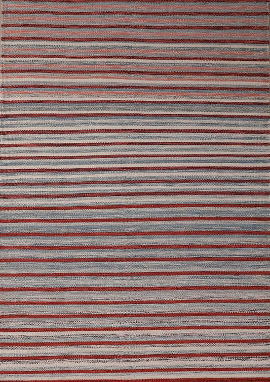 Handmade Modern Striped Multicolor Wool Kilim