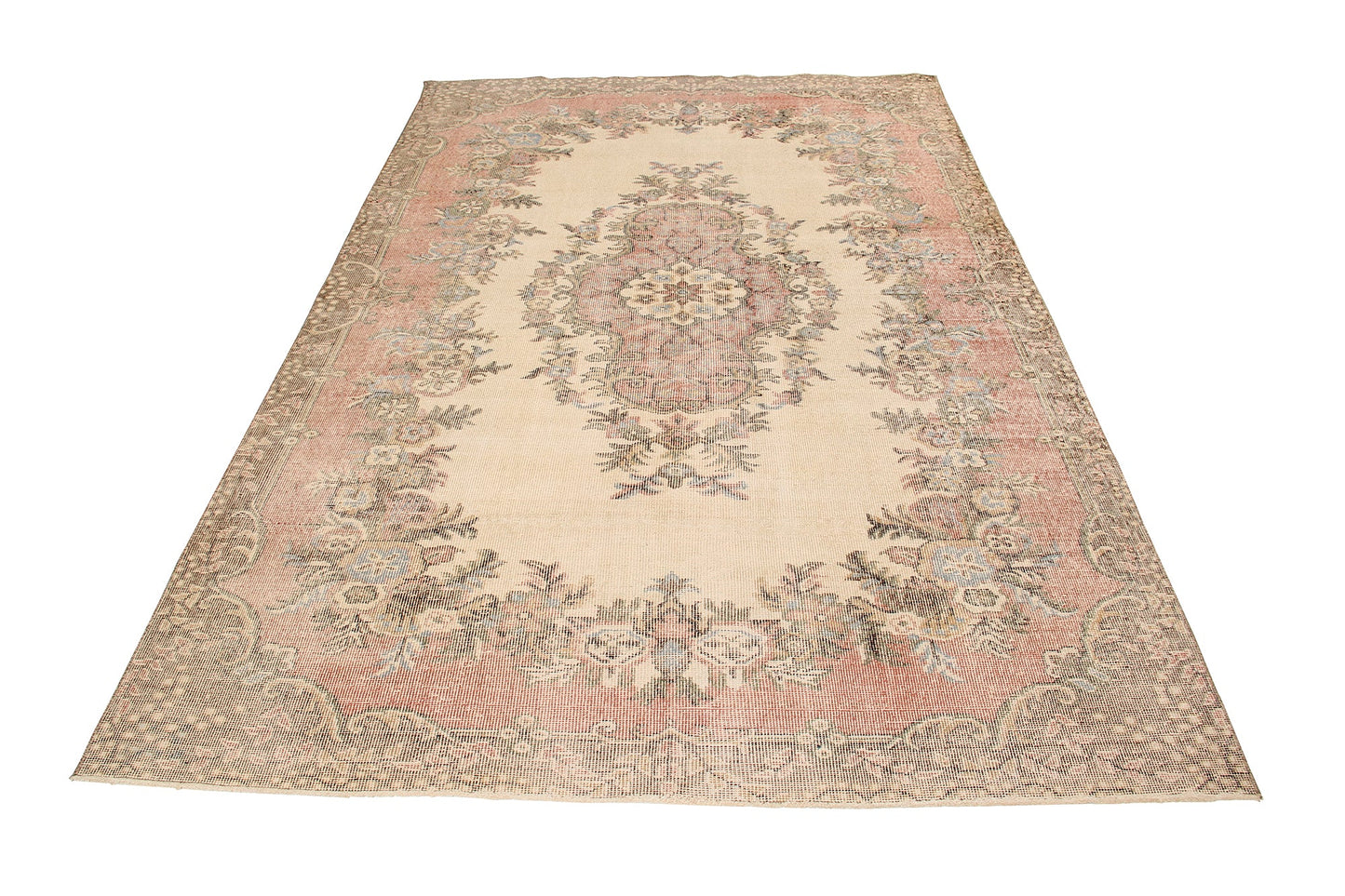Hand-Knotted Medallion Floral Vintage Turkish Wool Area Rug With Kerman Persian Design product image #27555404185770